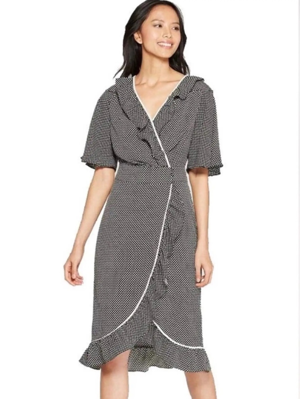 NWT WHO WHAT WEAR POLKA DOT WRAP DRESS XL